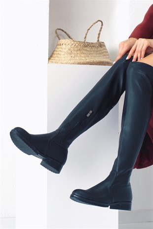 Ava Mat Siyah Kadın Çorap Çizme